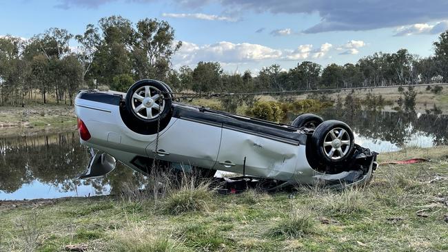 It took emergency crews several hours to salvage the wreckage of a stolen car submerged metres underwater in Leslie Dam. Photo: Madison Mifsud-Ure / Warwick Daily News