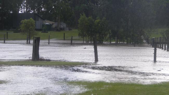 Low-lying area inundated near Lawrence.