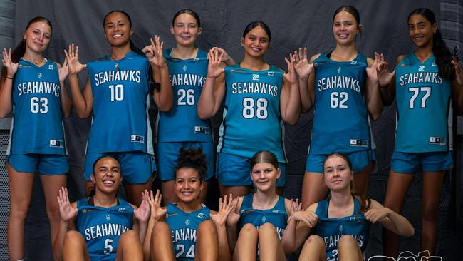 North Gold Coast Seahawks 2025 under-16 girls' junior rep team. Picture: TYNI Media