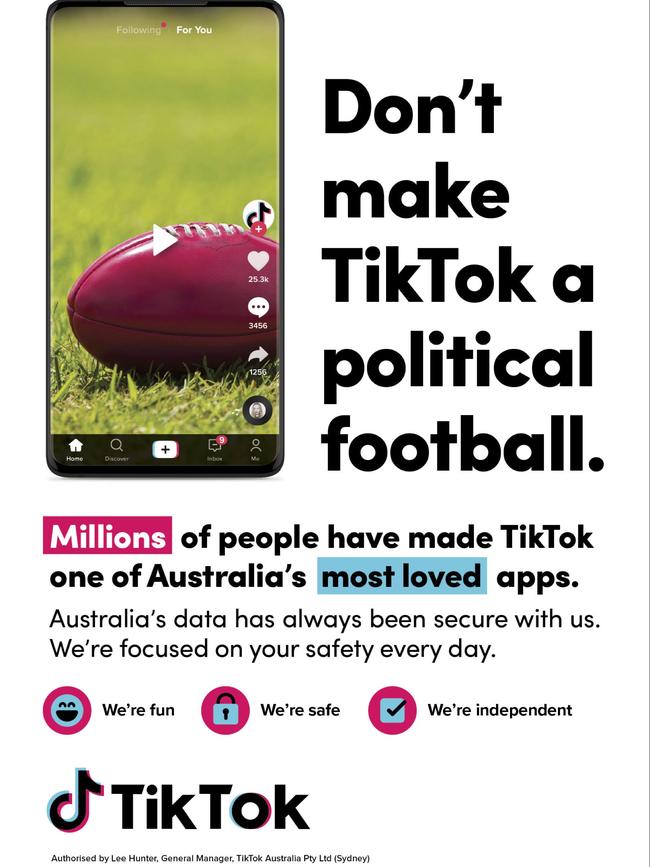 TikTok is launching an advertising blitz to convince Australians there is nothing to fear from its platform.