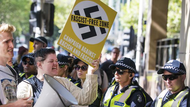 The protest caused chaos for those trying to enter the court. Picture: Eugene Hyland