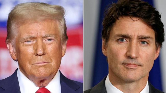 Donald Trump has repeated his mockery of Justin Trudeau on social media. Picture: AFP.