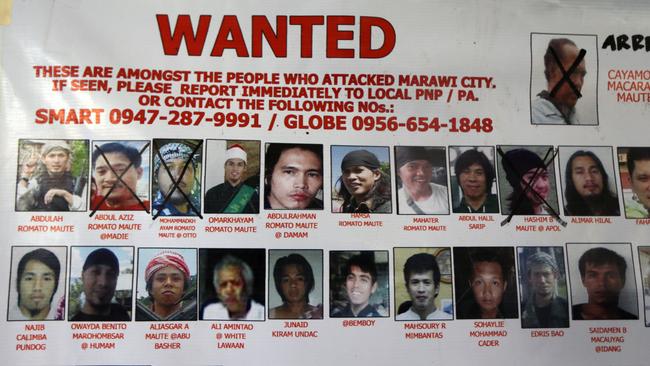 A poster of the most wanted militants from Islamc State in the Philippines. The Battle of Marawi is ongoing between the Philippines Army and the ISIS terrorists. Picture: Gary Ramage