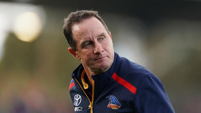 Adelaide coach Don Pyke during Sunday’s 34-point loss to the Western Bulldogs. Picture: Scott Barbour