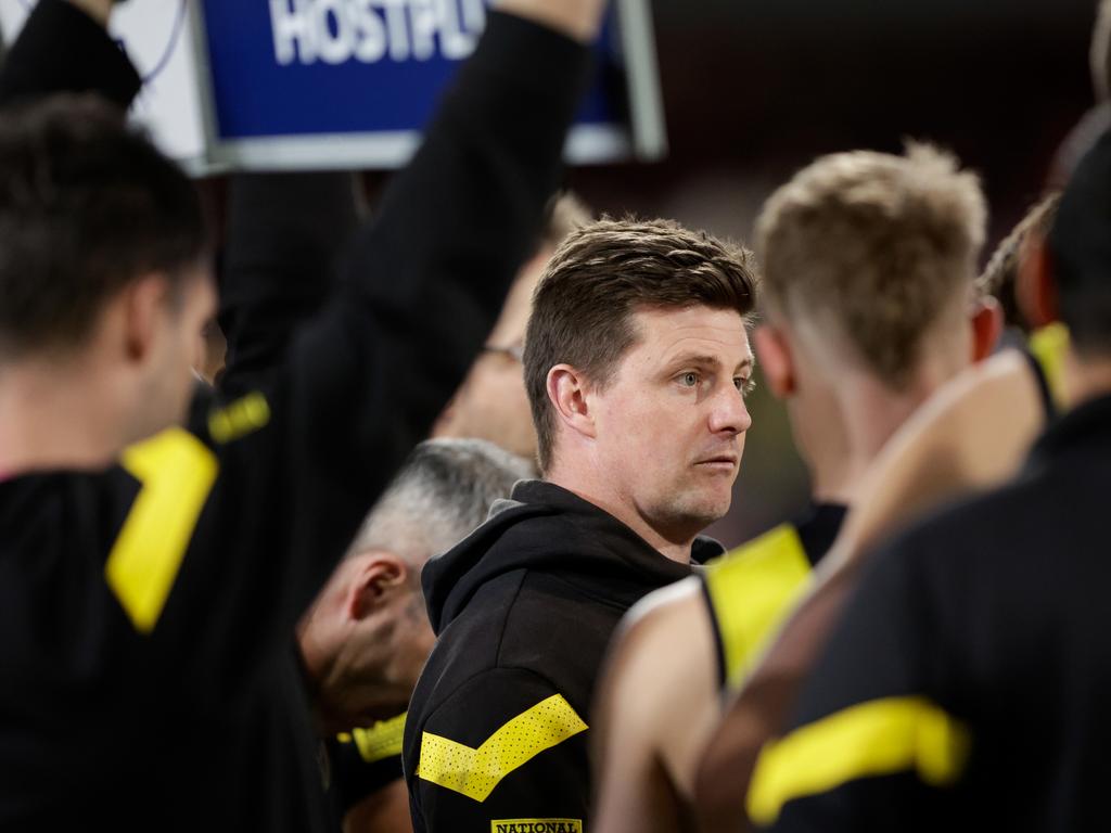 Andrew McQualter’s momentum was cut by the Lions. Picture: Russell Freeman/AFL Photos via Getty Images