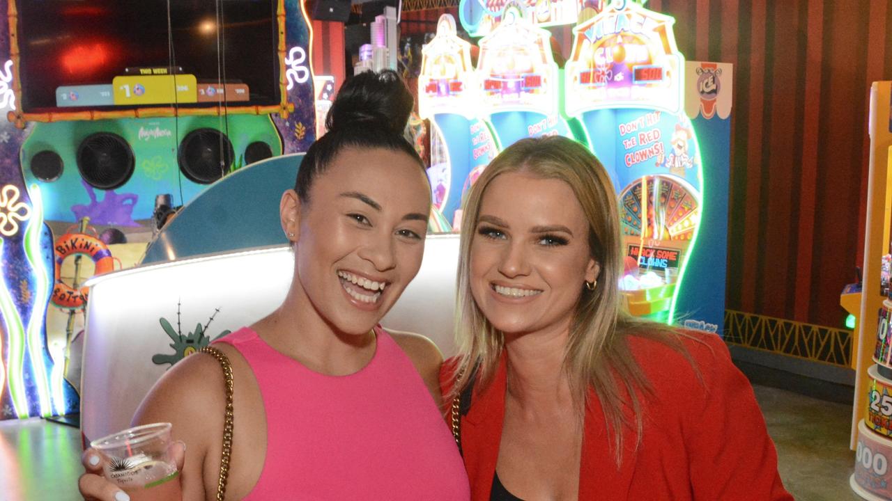 Hope Cohen and Kirstie Roche at the opening of Hijinx Hotel, Surfers Paradise. Pic: Regina King