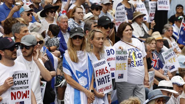 Thousands have gathered in Sydney to join the "Enough is Enough" rally against anti-Semitism. Picture: Richard Dobson