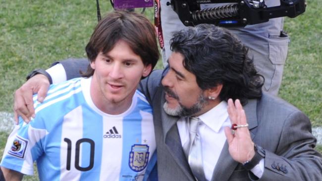 Lionel Messi and Diego Maradona.