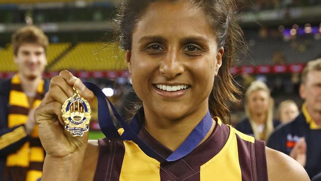 Hawthorn’s Chantella Perera with her grand final best-on-ground medal Picture: Scott Barbour (Getty Images)