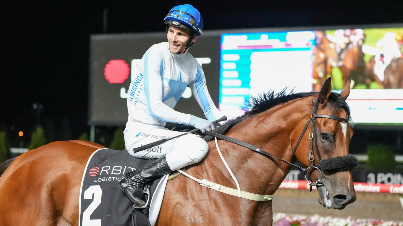 Jamie Mott will ride Boston Rocks in the $750,000 King Of The Mountain slot race in Toowoomba on Friday week. Picture: Racing Photos