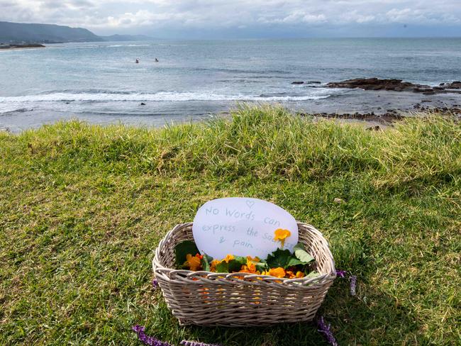 A tribute to the lives lost was left at Waniora Point on Sunday. Picture: Monique Harmer