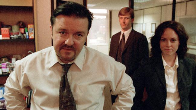 David Brent (Ricky Gervais) with fellow workers Ray and Jude in the original UK series.