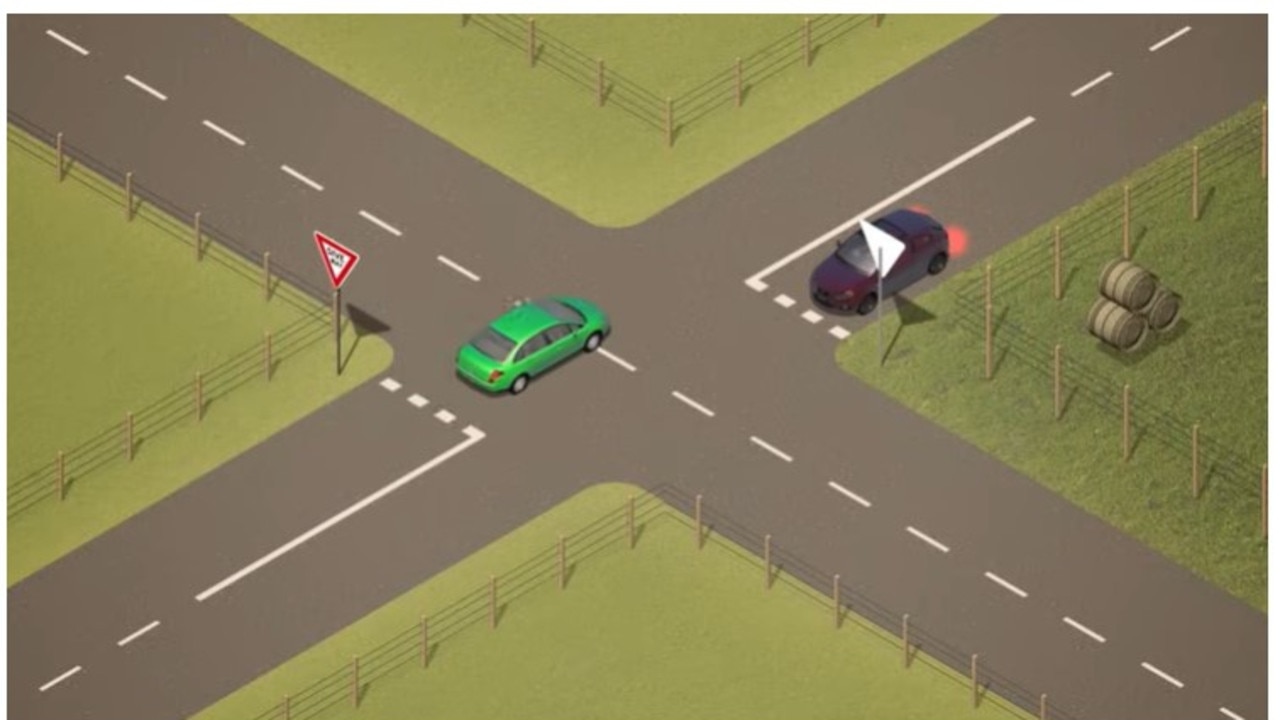 VicRoads' own educational material states that the vehicle turning right must give way to the one going straight. Picture: VicRoads