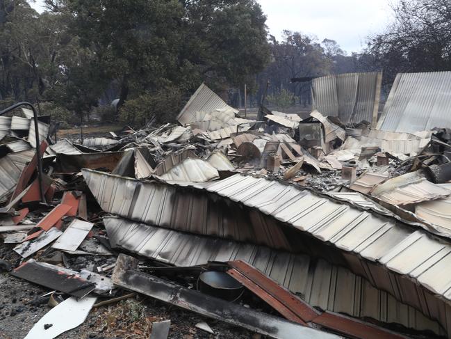 A burnt out house in a bushfire area north of the Beaufort area. Picture: David Crosling