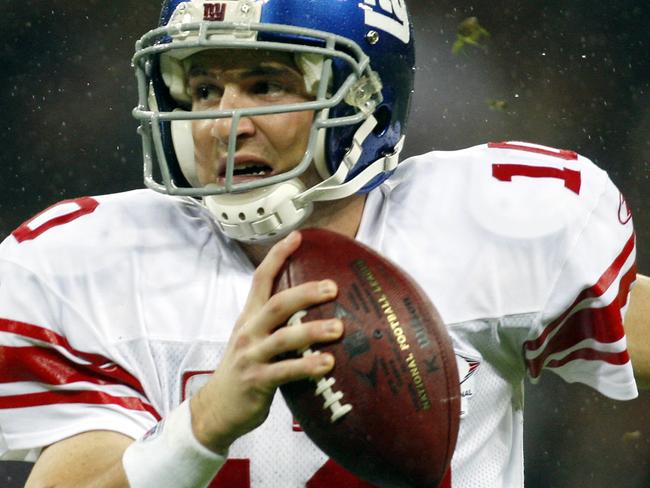 Footballer Eli Manning. Gridiron football - New York Giants vs Miami Dolphins NFL match at Wembley Stadium in London, England 28 Oct 2007. a/ct /Football/American