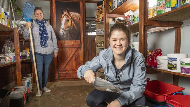 Amy Thomas with her daughter Prinnie Thomas. The Horse Den has opened in Railway St offering saddlery and clothing. Picture: Nev Madsen.