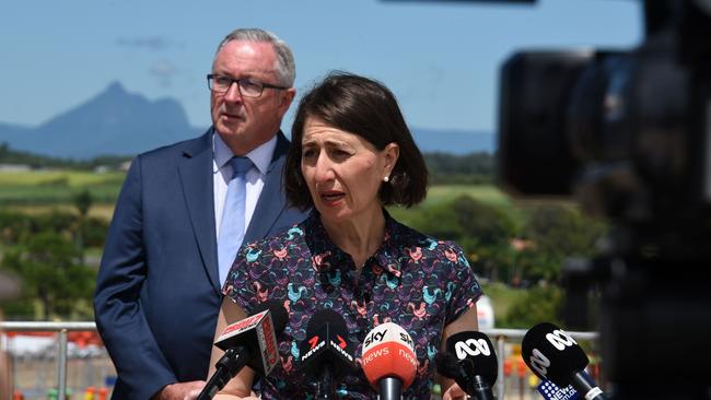 Premier Gladys Berejiklian and Health Minister Brad Hazzard on Tuesday. Picture: Steve Holland