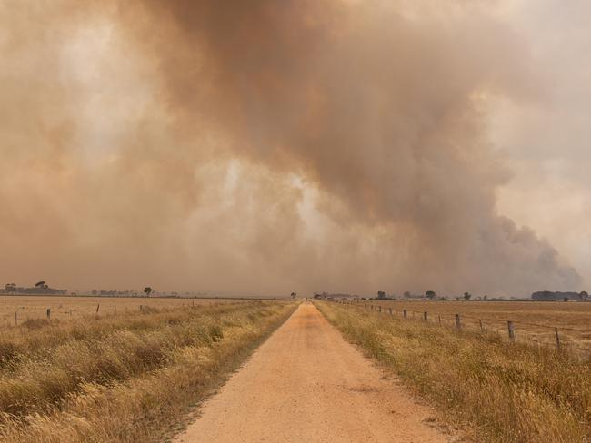 GRAMPIANS, AUSTRALIA - NewsWire Photos - 26 DECEMBER, 2024: Smoke rises near Glenthompson. Picture: NewsWire / Diego Fedele