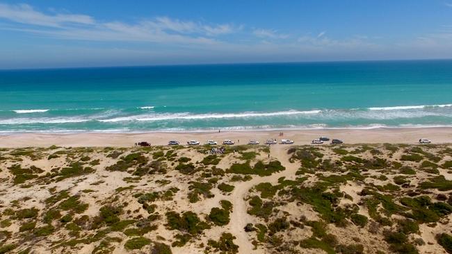 Drone shot of the Salt Creek campsite. Picture: Rob Brown, Seven News