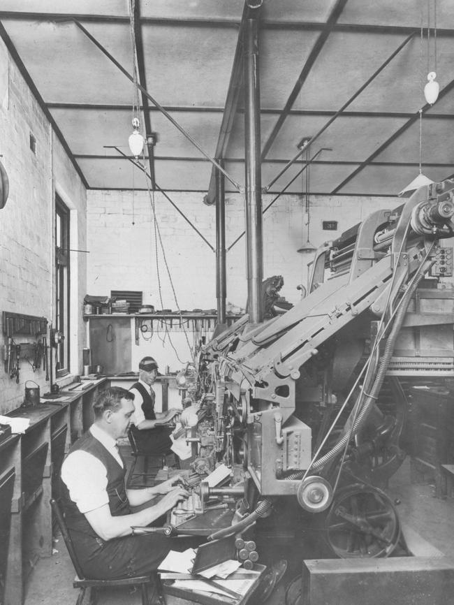 Linotype operators at the Manly Daily in 1926. Courtesy Ken Little