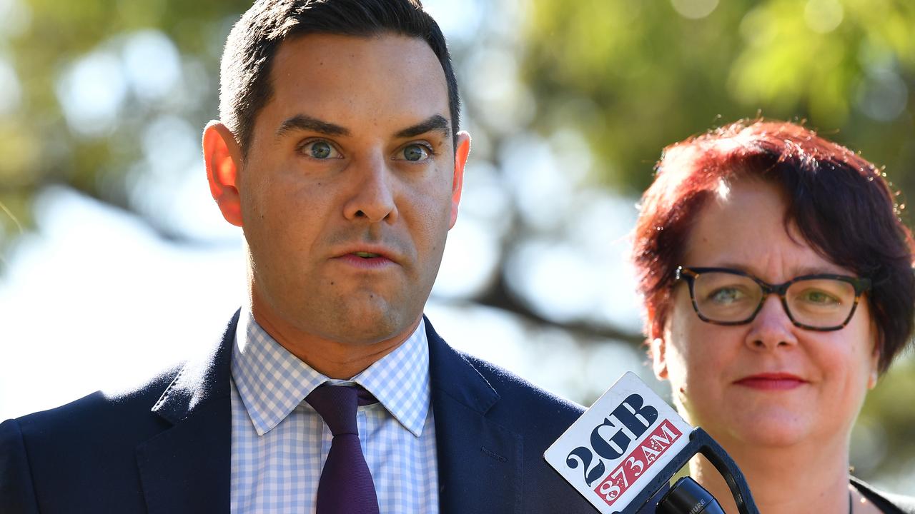 Independent MP Alex Greenwich (centre) has led the issue in the NSW Parliament, backed by Labor MP Penny Sharpe (left). Picture: AAP Image/Dean Lewins