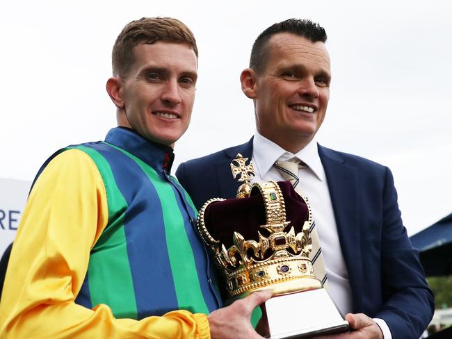 SYDNEY, AUSTRALIA - OCTOBER 19: Chad Schofield riding Ceolwulf wins Race 9 King Charles III Stakes during Sydney Racing - The Everest Day at Royal Randwick Racecourse on October 19, 2024 in Sydney, Australia. (Photo by Jeremy Ng/Getty Images)