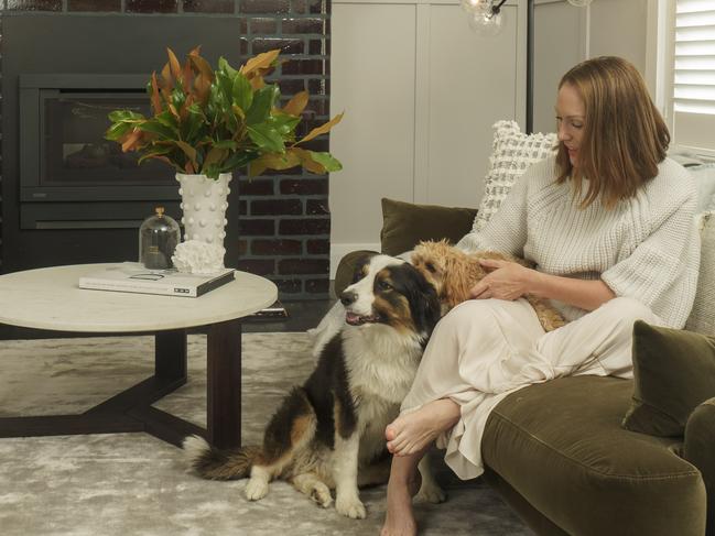 *EMBARGO - STRICTLY DO NOT USE - FOR AT HOME COVER ONLY*    Home Life Mag, 'Cocooning' cover story ,  Carlea Elmes at her home Dunbar Terrace, Glenelg East SA  with her dogs, Alfie (cavoodle) and Barkley (border collie)  Photo : Nick Clayton.