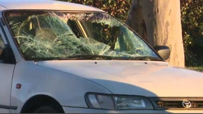 Mr Challis was allegedly hit by a Toyota and shattered the windowscreen in the crash in July. Picture: 9 News