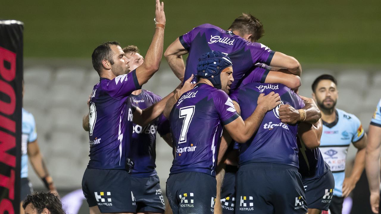 Melbourne Storm edged out Cronulla. (AAP Image/Craig Golding)