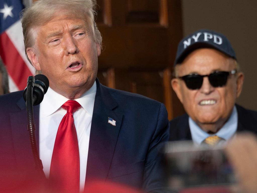 President Donald Trump and Rudy Giuliani. Picture: Jim Watson/AFP