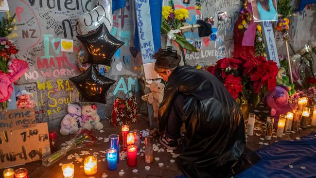 Mourners hold a vigil on Bourbon Street for the victims of the January 1 terrorist attack in New Orleans. Picture: AFP