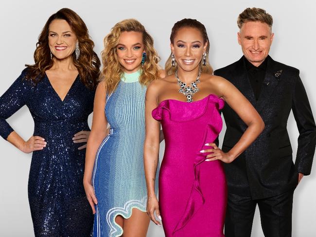 Masked Singers 2022 hosts Chrissie Swan, Abbie Chatfield, Mel B and Dave Hughes.