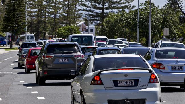 A ferry service could help reduce heavy traffic along Waterways Drive, Main Beach. Picture: Jerad Williams.