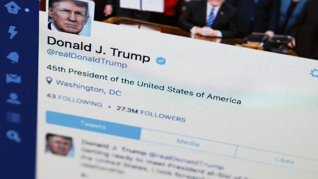 The 45th US President’s Twitter feed. Picture: AP