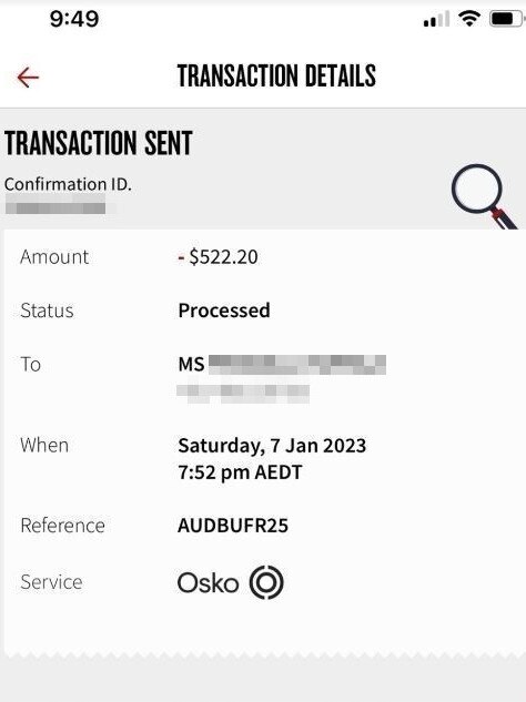 Jake made two transactions while on the phone to the scammer. Picture: Supplied