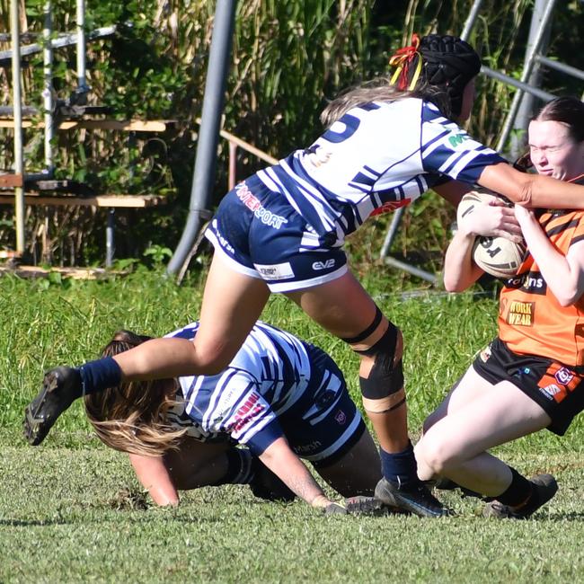 The Herbert River Crushers Women’s team drew 20-20 with Townsville Brothers in a hard-fought contest in Ingham on Saturday. Picture: Cameron Bates
