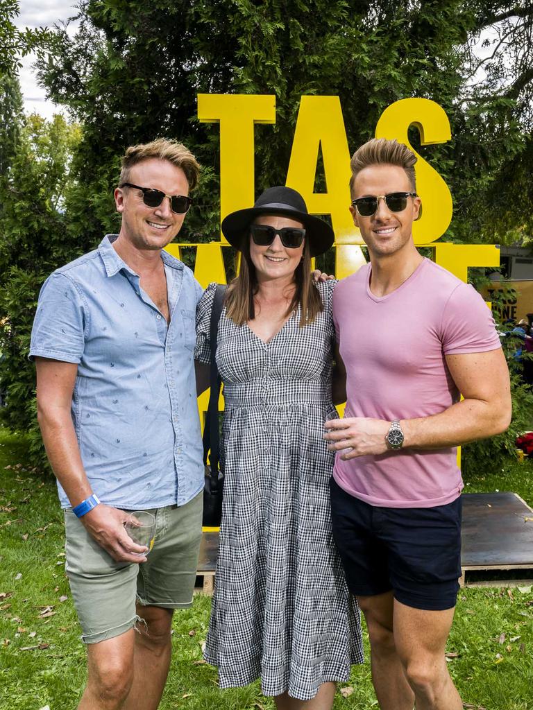 Damian Mather, Jodie Mather, Griff Jones. TAS Wine Festival. Picture: Caroline Tan