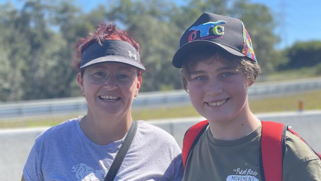 Natalie Upshall and Shyanne Godfrey celebrate the impending opening of the Gympie Bypass at a community event on Saturday August 17, 2024.