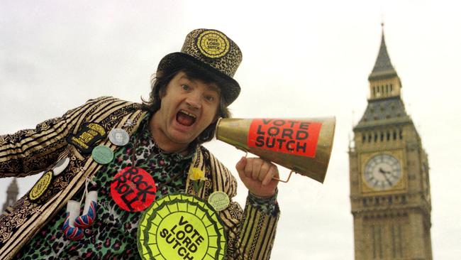 The Raving Loonies are unusual in many ways but releasing a manifesto makes them completely normal in Britain. Above, Screaming Lord Sutch, British singer, and founder of the Monster Raving Loony Party.