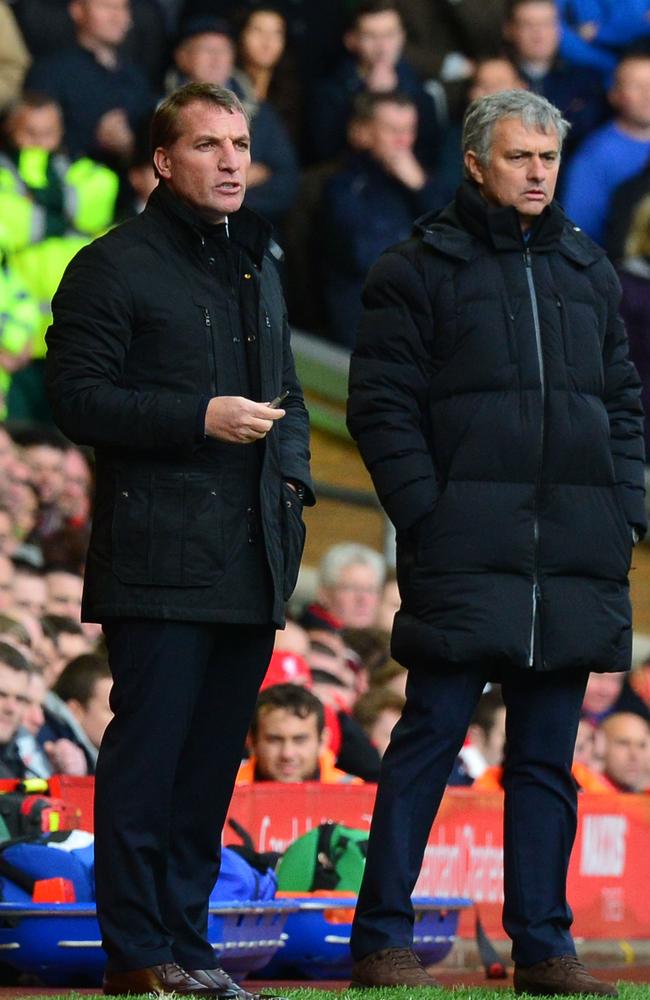 Brendan Rodgers (L) and Jose Mourinho.