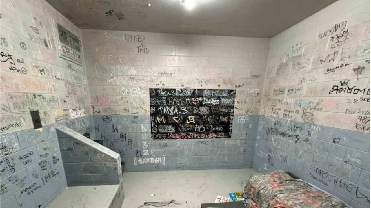 Accommodation cells in the boys unit at the Cairns watch-house: Picture: Queensland Ombudsman