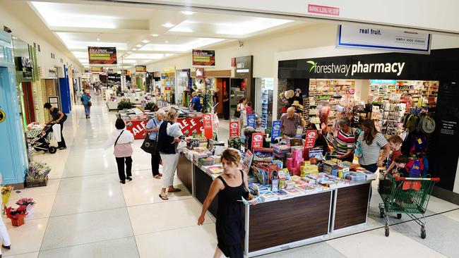 A picture of the interior of Forestway Shopping Centre from 2014. Picture: Braden Fastier