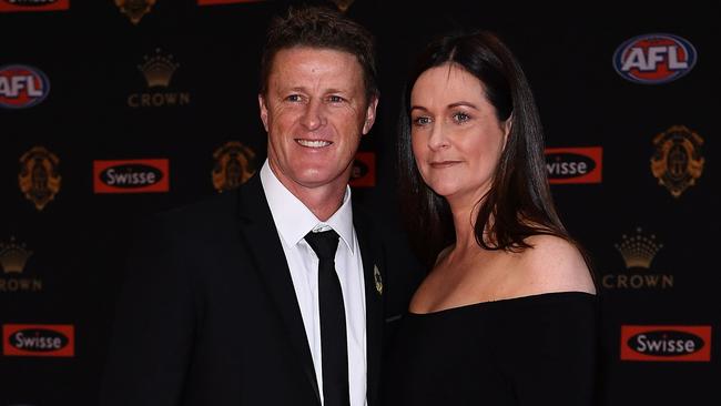 Damien Hardwick and wife Danielle. Picture: Quinn Rooney/Getty Images.