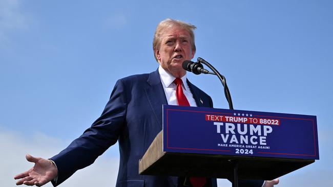 Republican presidential candidate Donald Trump speaks during a press conference at Trump National Golf Club Los Angeles in Rancho Palos Verdes, California, last month. Picture: AFP