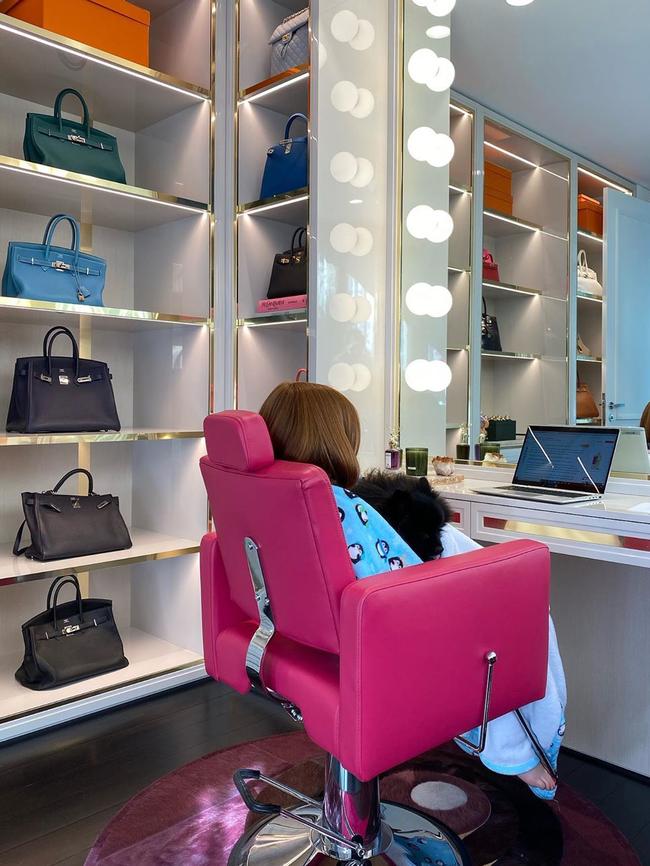 Roxy’s million-dollar Hermes collection on display at her Vaucluse home.