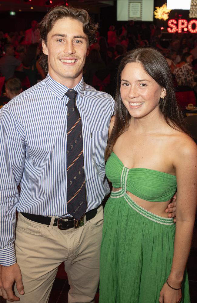 April Senior Sports Star Edward Rogan with Aimee Young at the Sports Darling Downs presentation dinner at Rumours International, Saturday, February 1, 2025. Picture: Kevin Farmer