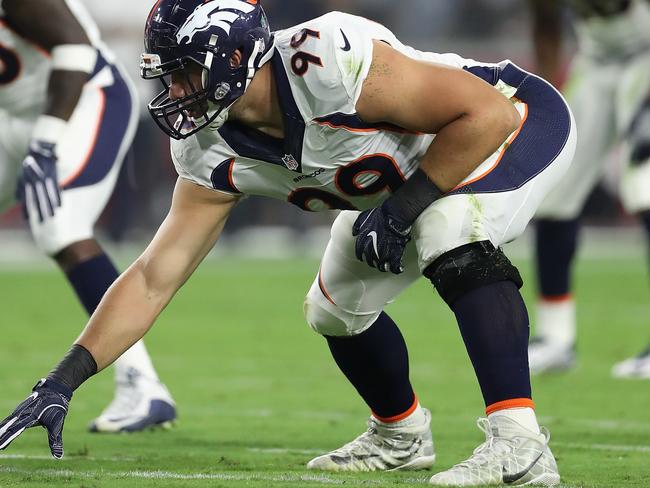 GLENDALE, AZ - SEPTEMBER 01: Defensive tackle Adam Gotsis #99 of the Denver Broncos in action during the preseaon NFL game against the Arizona Cardinals at the University of Phoenix Stadium on September 1, 2016 in Glendale, Arizona. The Cardinals defeated the Broncos 38-17. (Photo by Christian Petersen/Getty Images)
