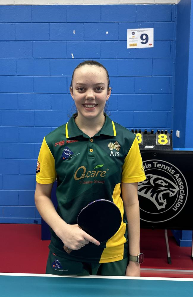 Taleisha Gaeta, 15, from Townsville will participate in the Paris Olympic trials occurring in Ballarat this weekend. Picture: Townsville Table Tennis Association.