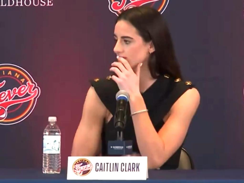 Caitlin Clark shrigged off the questions. Photo: X, Clutch Sports.