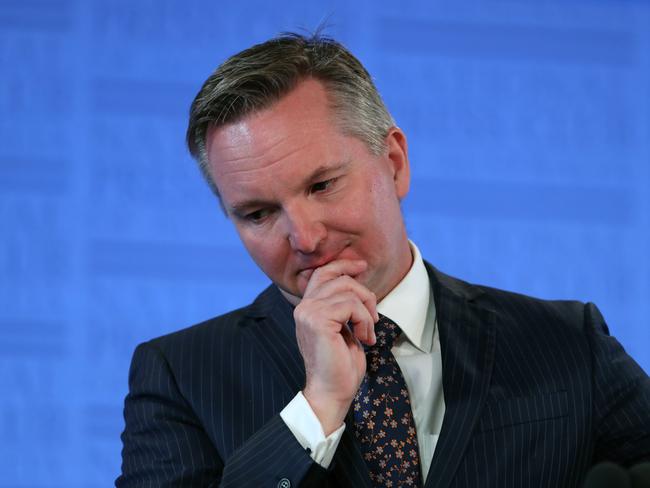 Chris Bowen during his post-budget address at the National Press Club in Canberra. Picture Gary Ramage